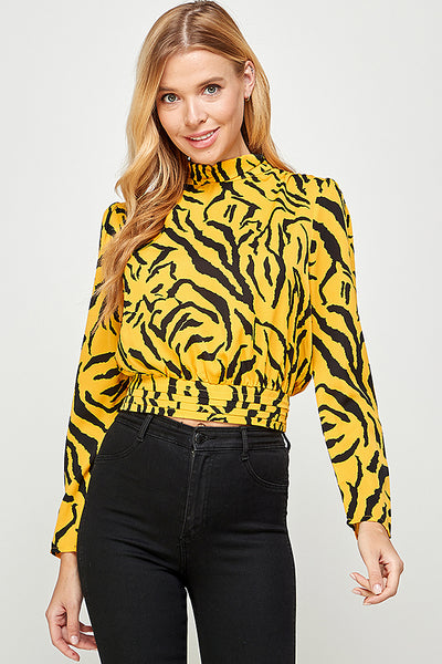 Crop top amarillo negro