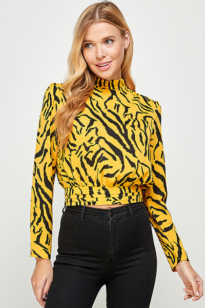 Crop top amarillo negro