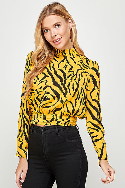 Crop top amarillo negro