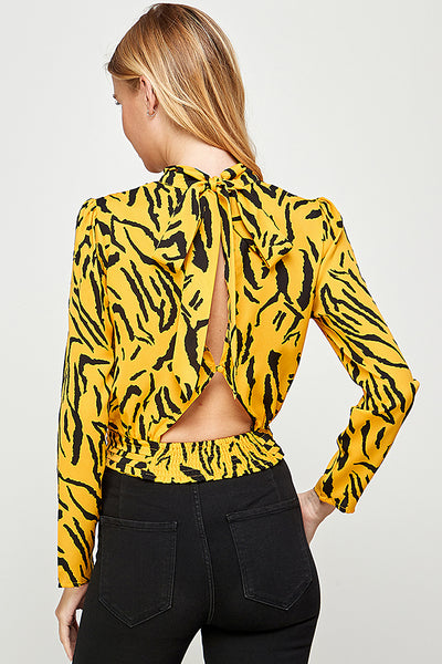 Crop top amarillo negro