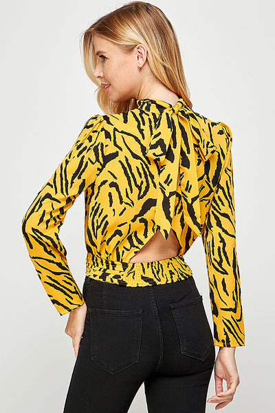 Crop top amarillo negro