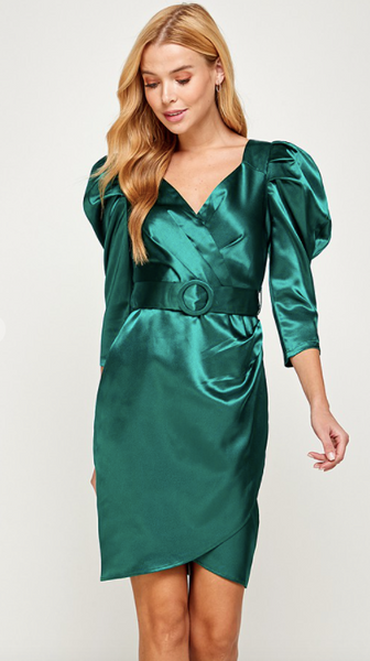 Vestido satín a media pierna