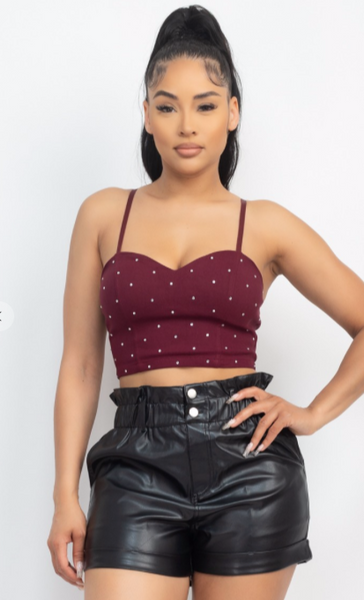 Crop top vino diamantes