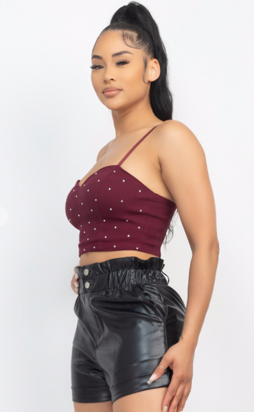 Crop top vino diamantes