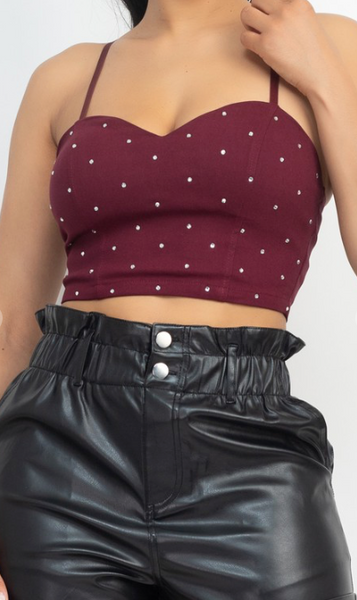 Crop top vino diamantes