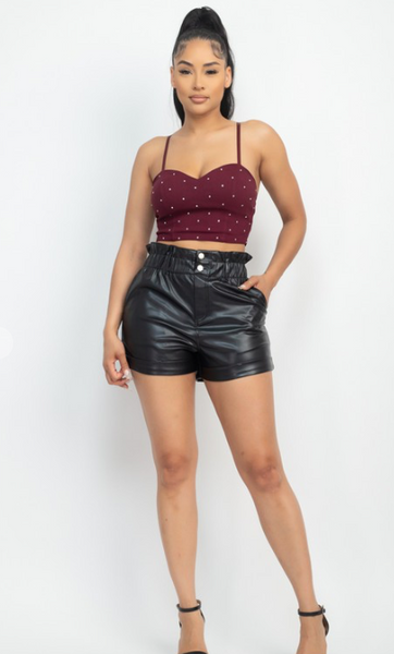 Crop top vino diamantes