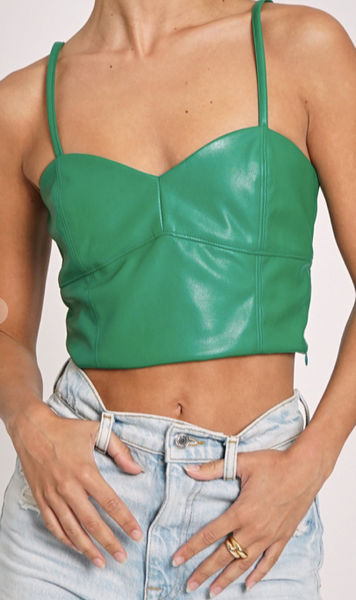 Crop top verde piel