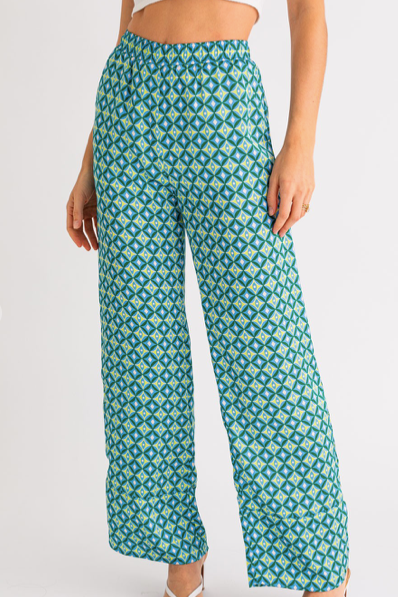 Pantalón palazo azul satín