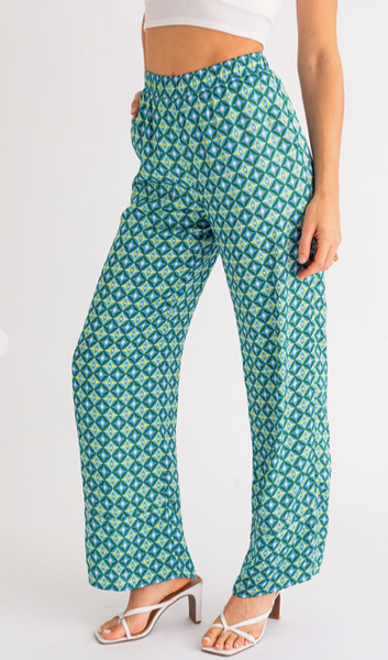 Pantalón palazo azul satín