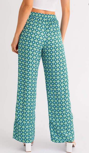 Pantalón palazo azul satín