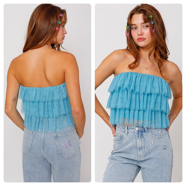 Crop top azul tul