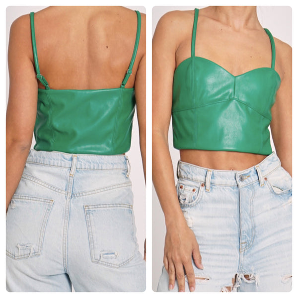 Crop top verde piel