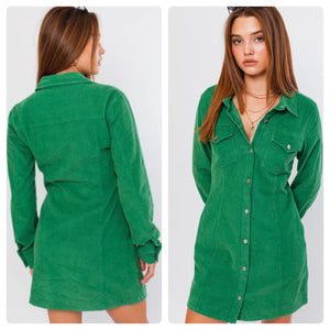 Vestido verde gamuza